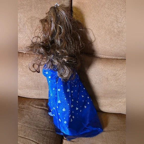 HERSHEY KISSES DOLL Princess Brunette Blue Silver Gown 12" Doll - Picture 5 of 6